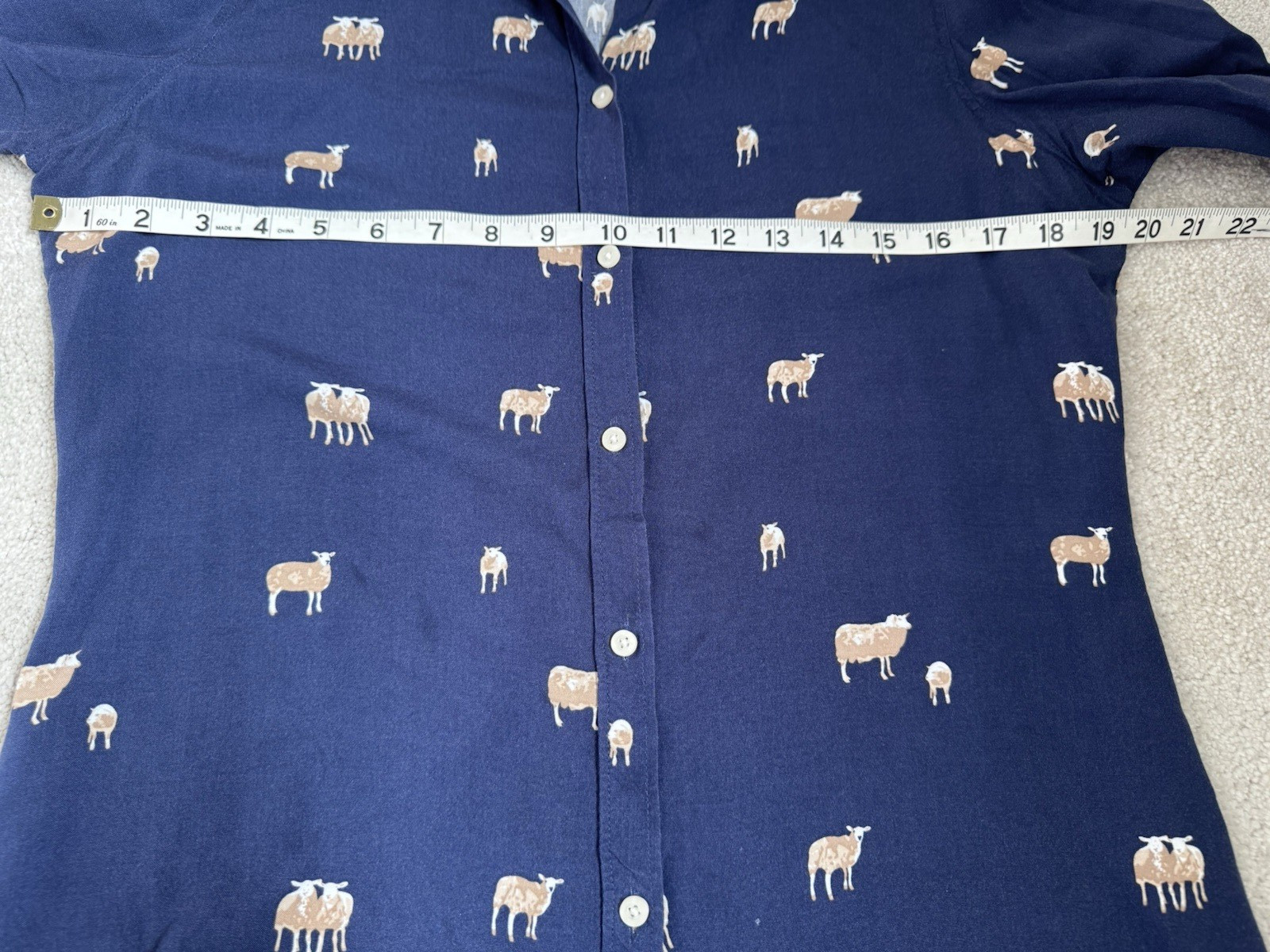 RYDALE NAVY SHEEP PATTERN LONG SLEEVE VISCOSE SHIRT/BLOUSE SIZE 14