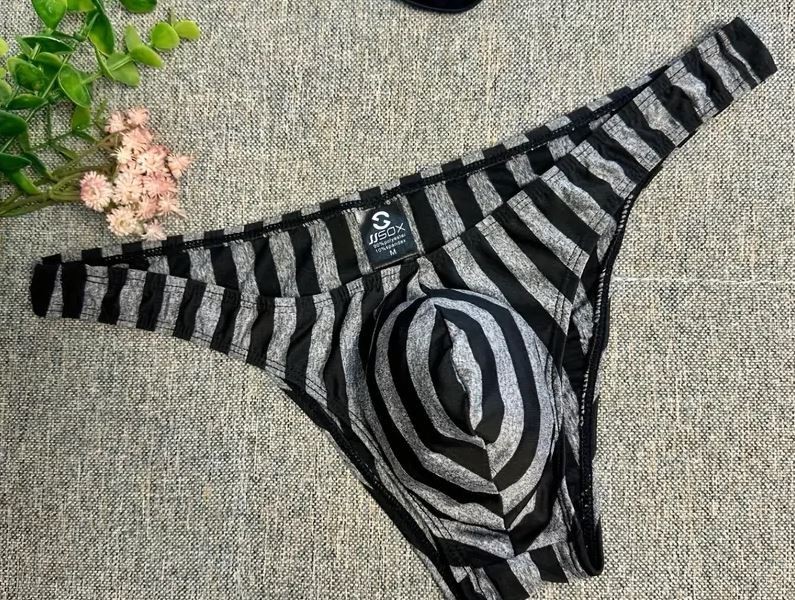 New Men’s Sexy Gray & Black Brazilian Cut Brief w/Enhancing Contoured Pouch-Gay