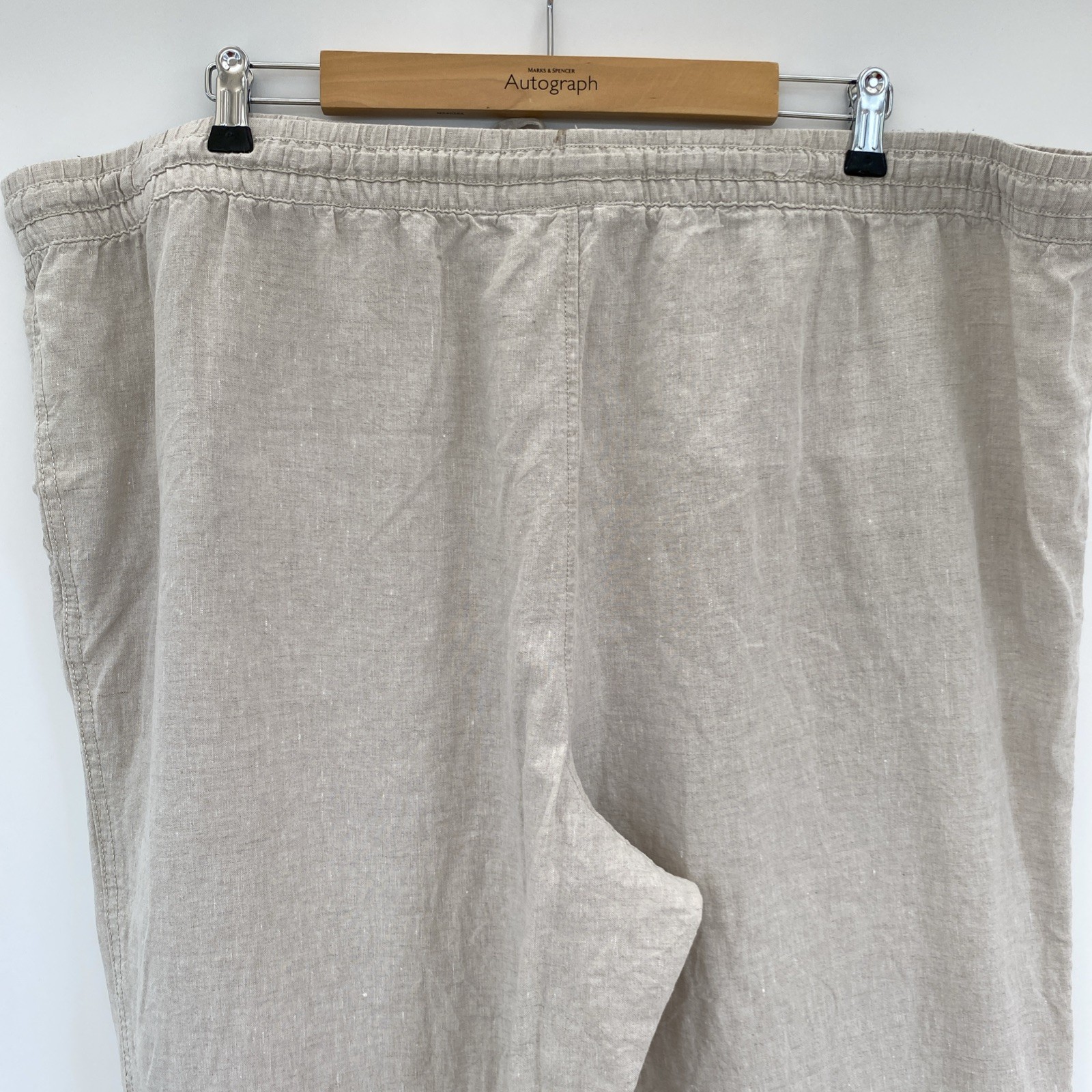 L.L. Bean Linen Ivory Trousers Size 26W – Waist 46in Wide Leg Boho Lagenlook