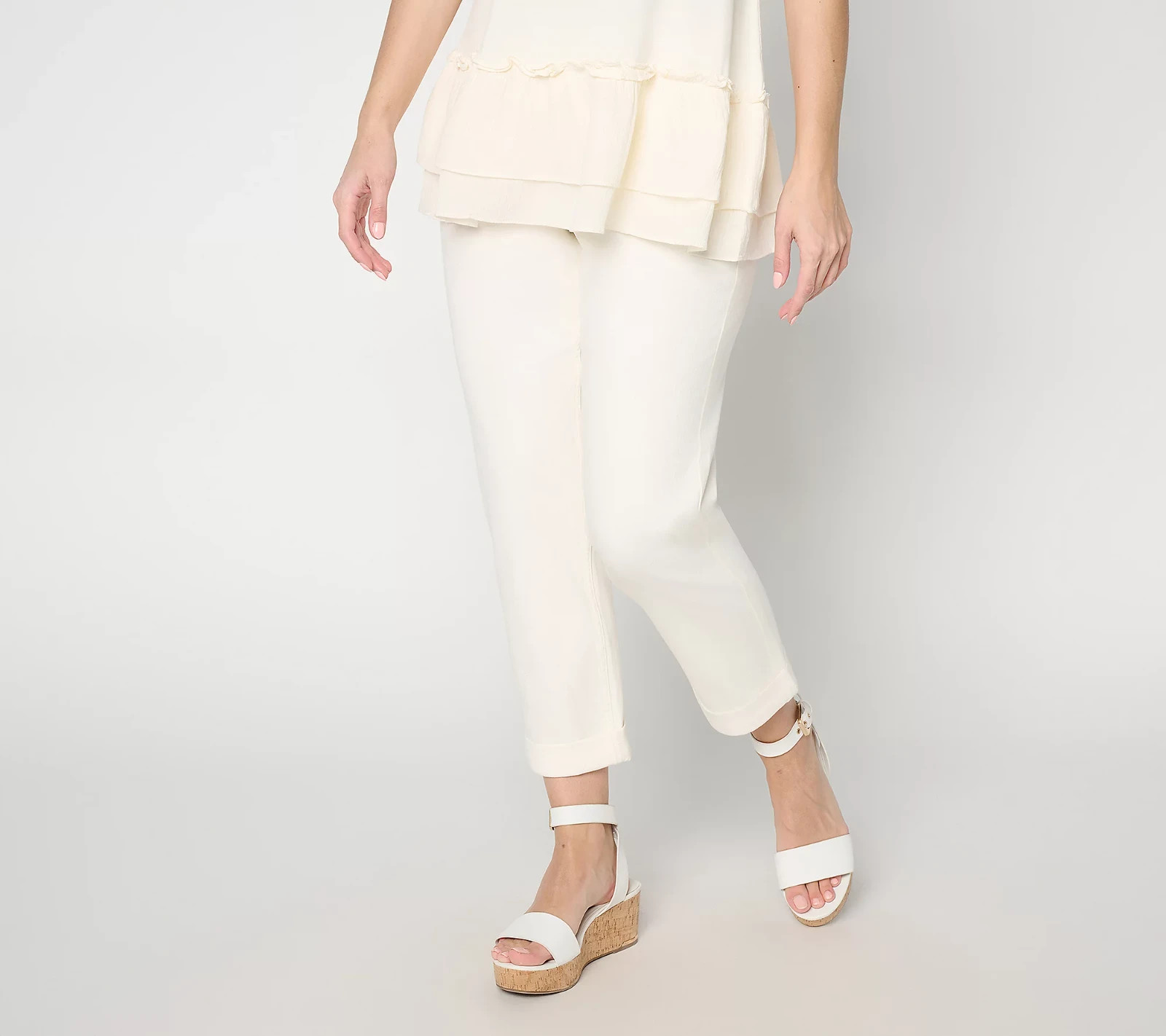 LOGO by Lori Goldstein Boyfriend Jeans Pull-On White Size 6