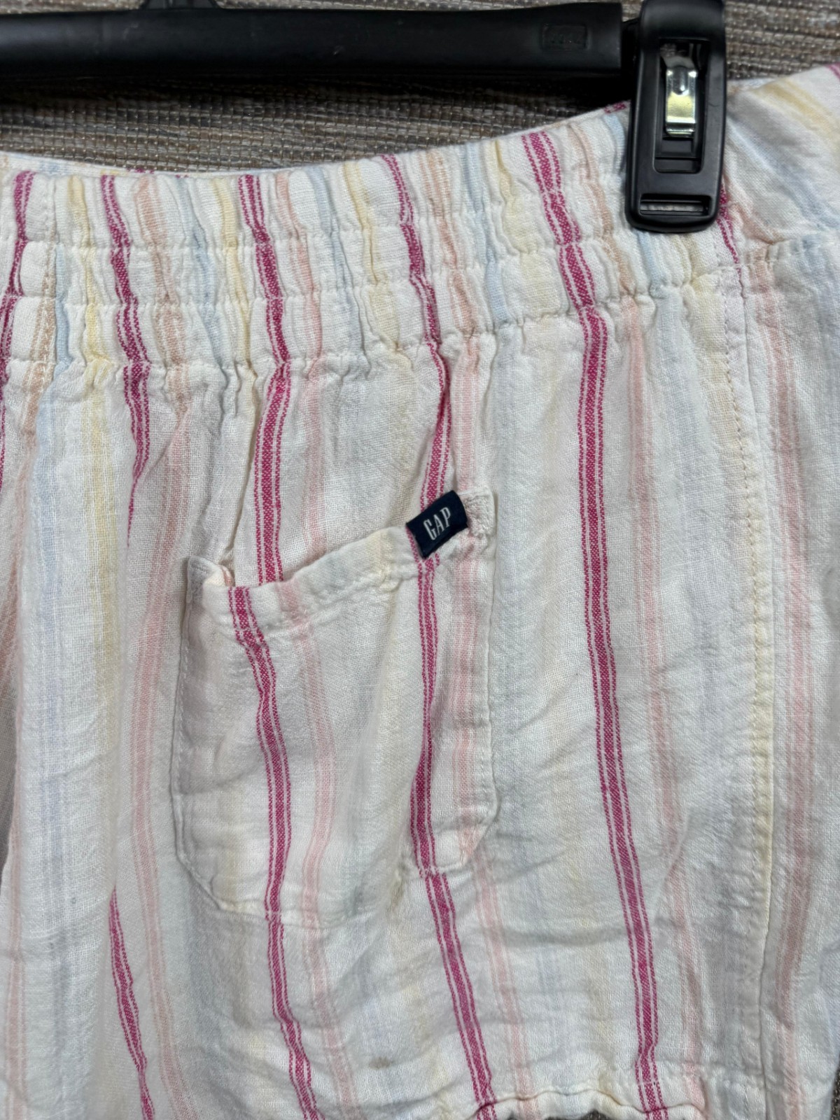 GAP Linen Blend Shorts Womens Size L Striped Multicolor Elastic Waist Casual
