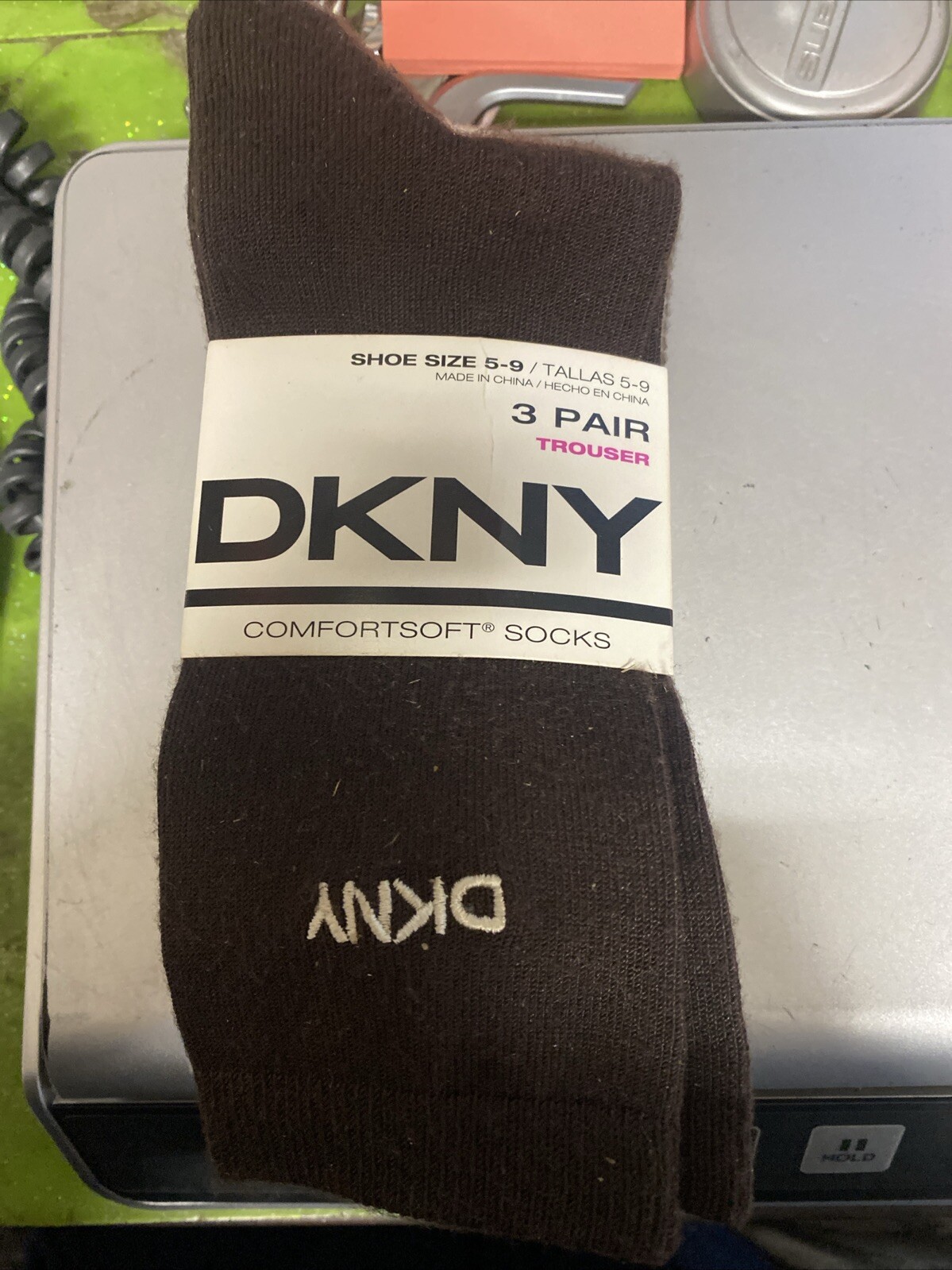 DKNY Trouser Socks, 3 Pack Women set of 3, Brown/Beige w/dots