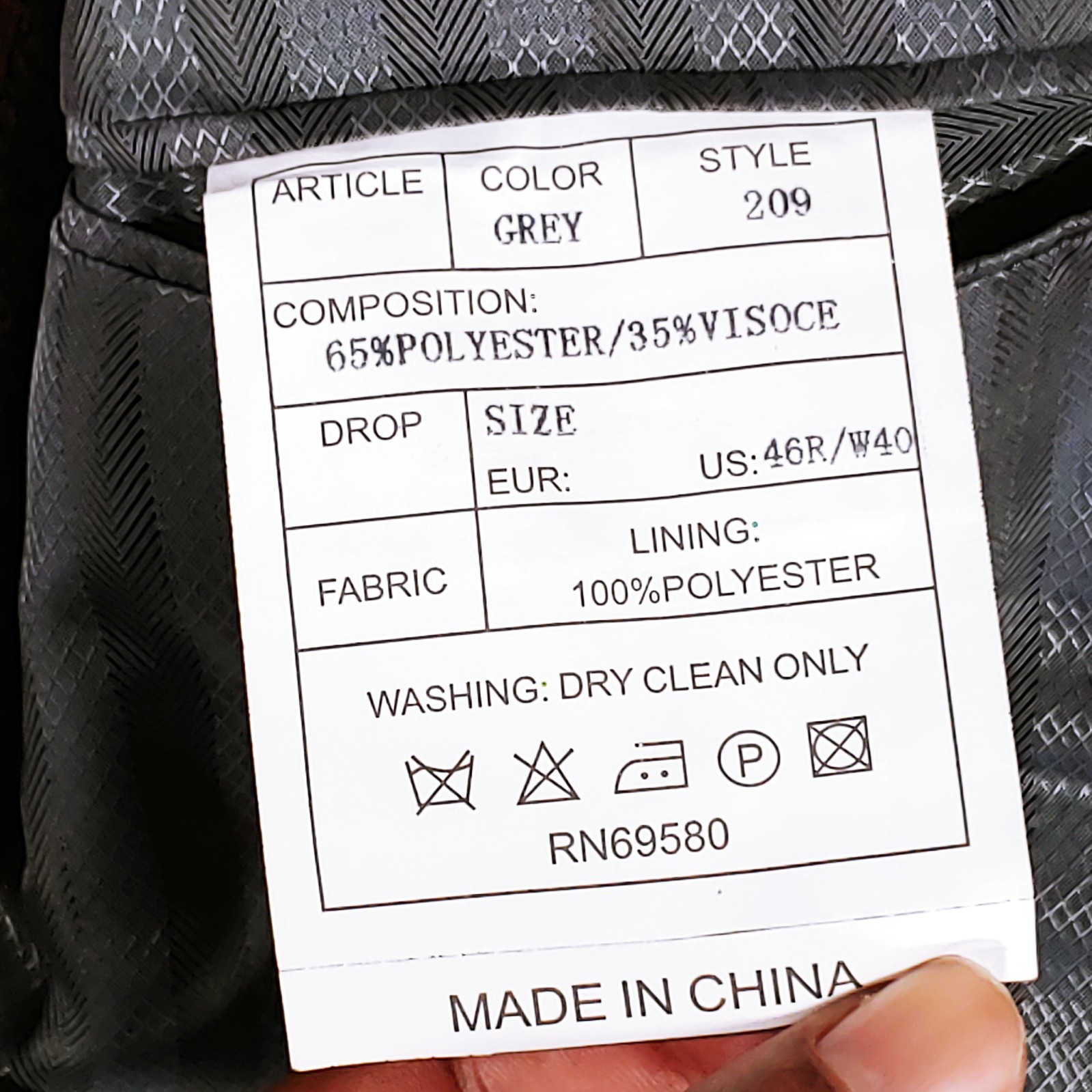 Lineage Suit Jacket & Pants Mens 46R Fit 48L Silver Blazer 39X29 Wai-Ins 2pc Set