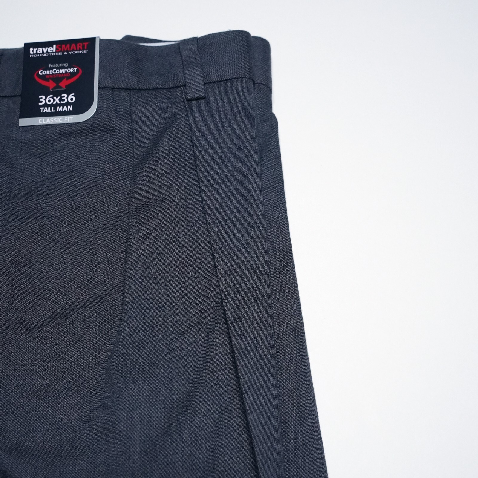 Roundtree & Yorke TravelSmart Pants LT 36″x36″ Tall Gray Pleated Non Iron NWT