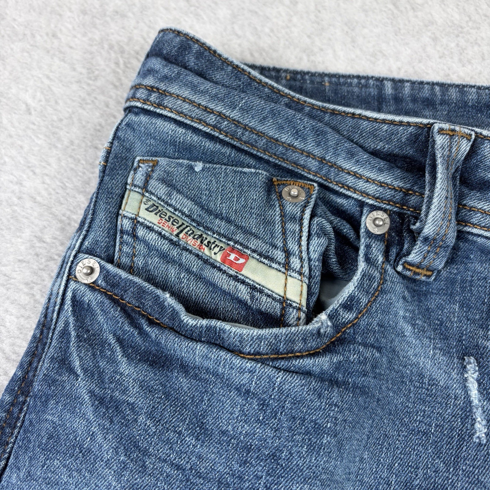 Diesel Larkee Jeans Mens 32×30 Fits 32×27 Blue Regular Straight Distressed Denim