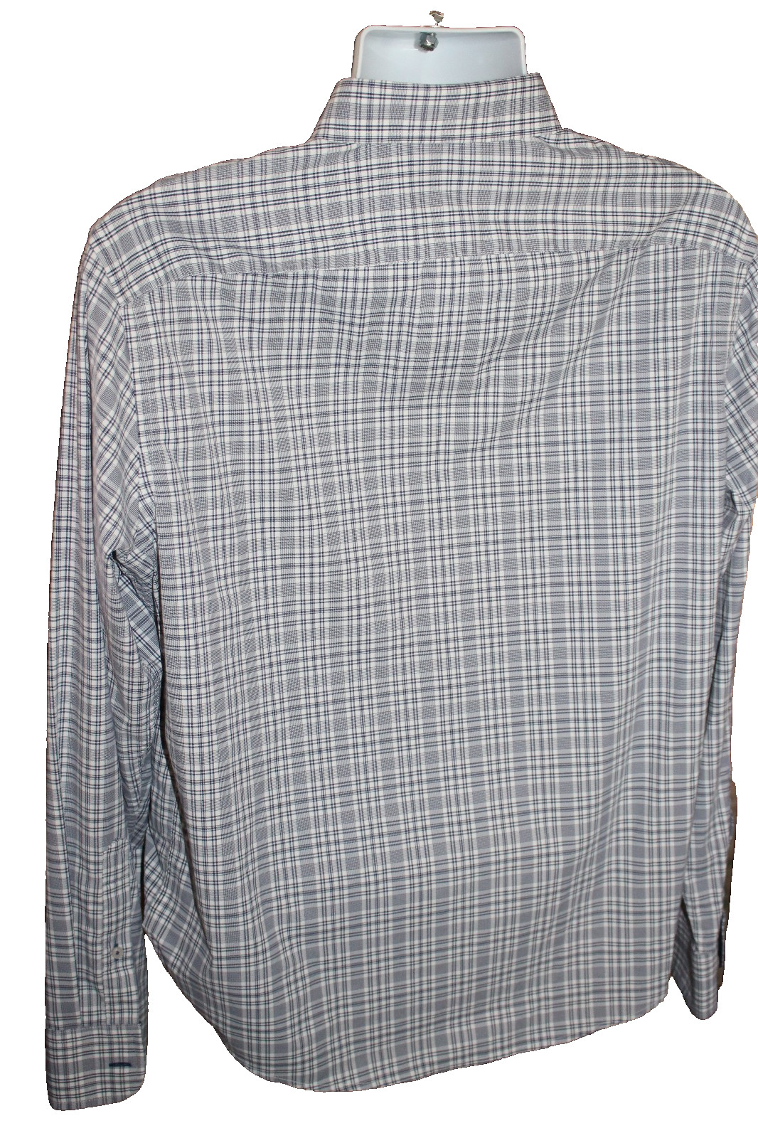UNTUCKit Button Down Dress Shirt Size Large Blue White Plaid Nylon/elastane