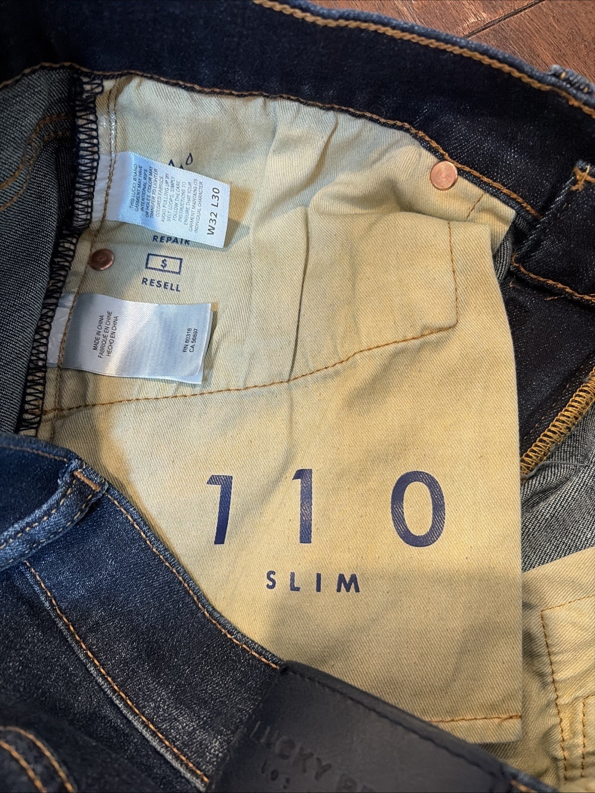 Lucky Brand 110 Slim Advanced Stretch Dark Wash Blue Denim Jeans Men’s 32×30