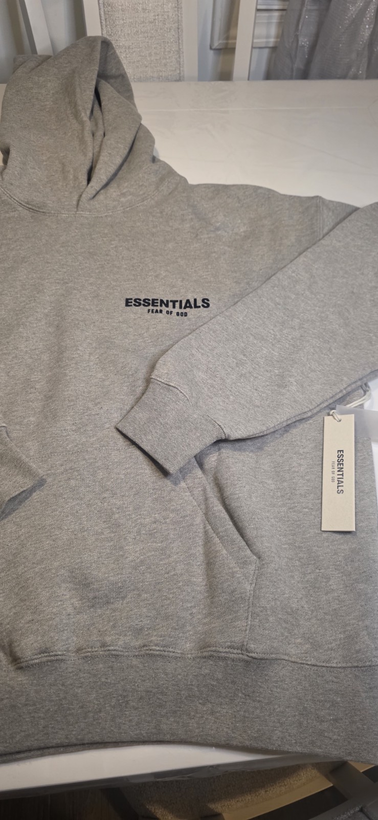Essentials Fear of God Men’s Gray Logo Pullover Hoodie Hooded Size M and S