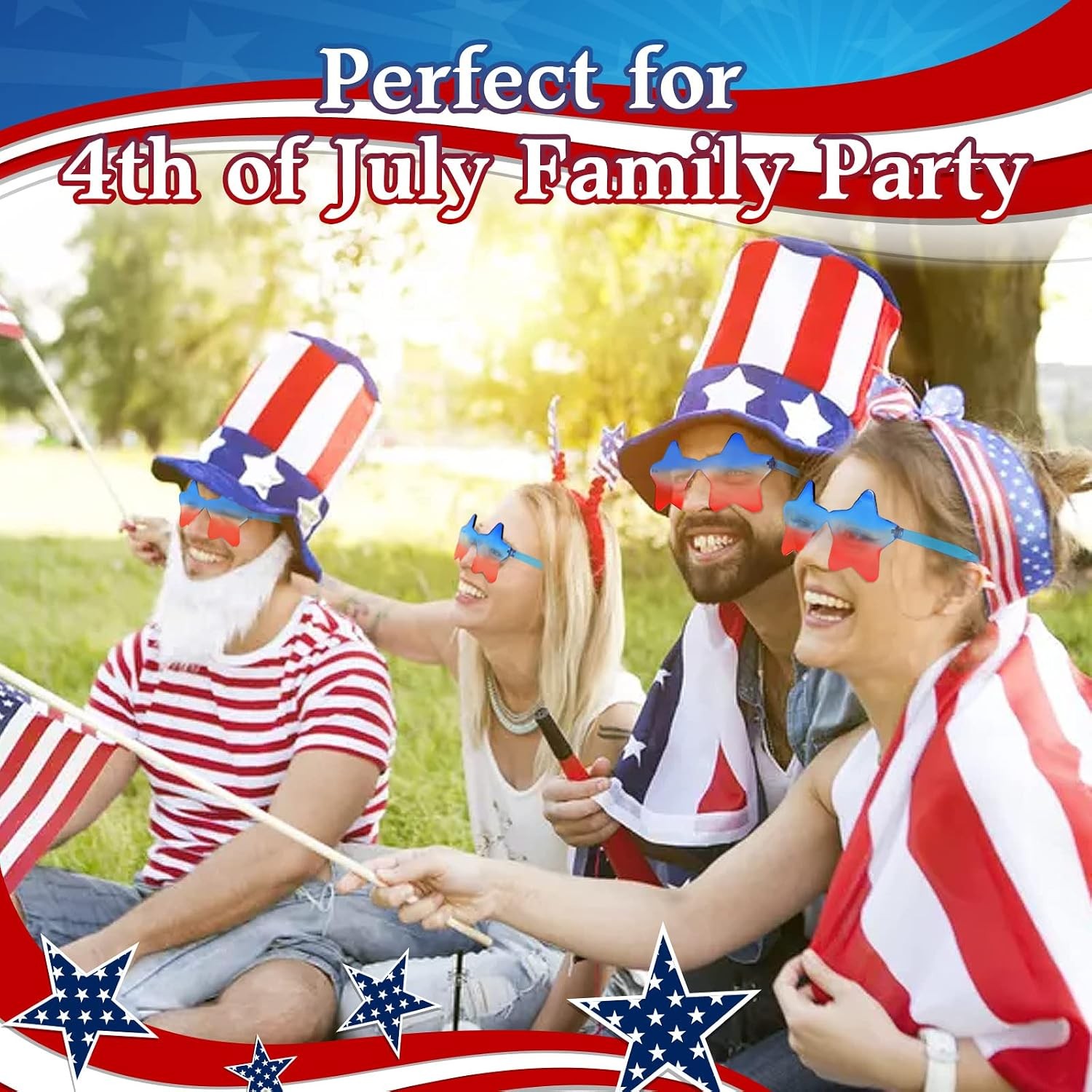 Patriotic 4th of July USA American Red White Blue Sunglasses Ameri Glasses 8