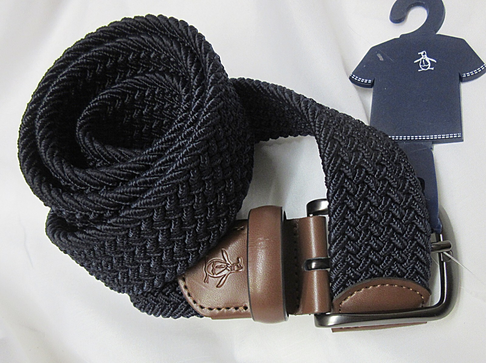 Original Penguin Elastic Fabric Woven Stretch belt Size S 34-36 Fits up 38″ Navy