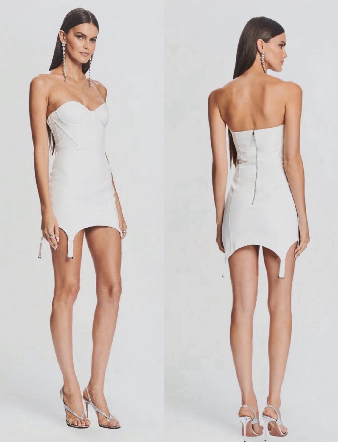 NWT $448 Retrofete SZ XXS White Tegan Garter Style Hem Dress Bridal Bachelorette