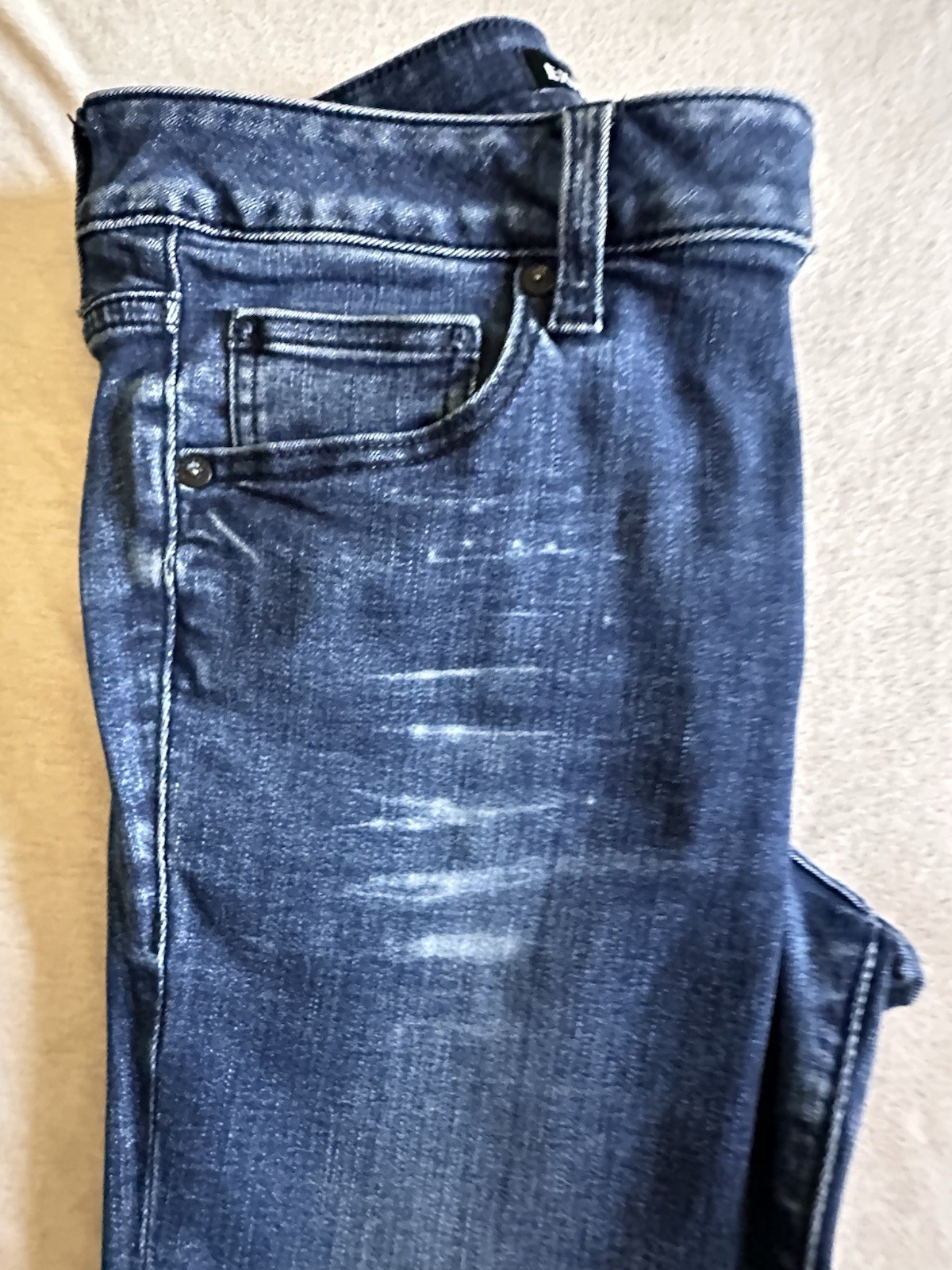 Express Women’s Skinny Jeans Dark Wash Blue Denim Slim Fit 5-Pocket Button