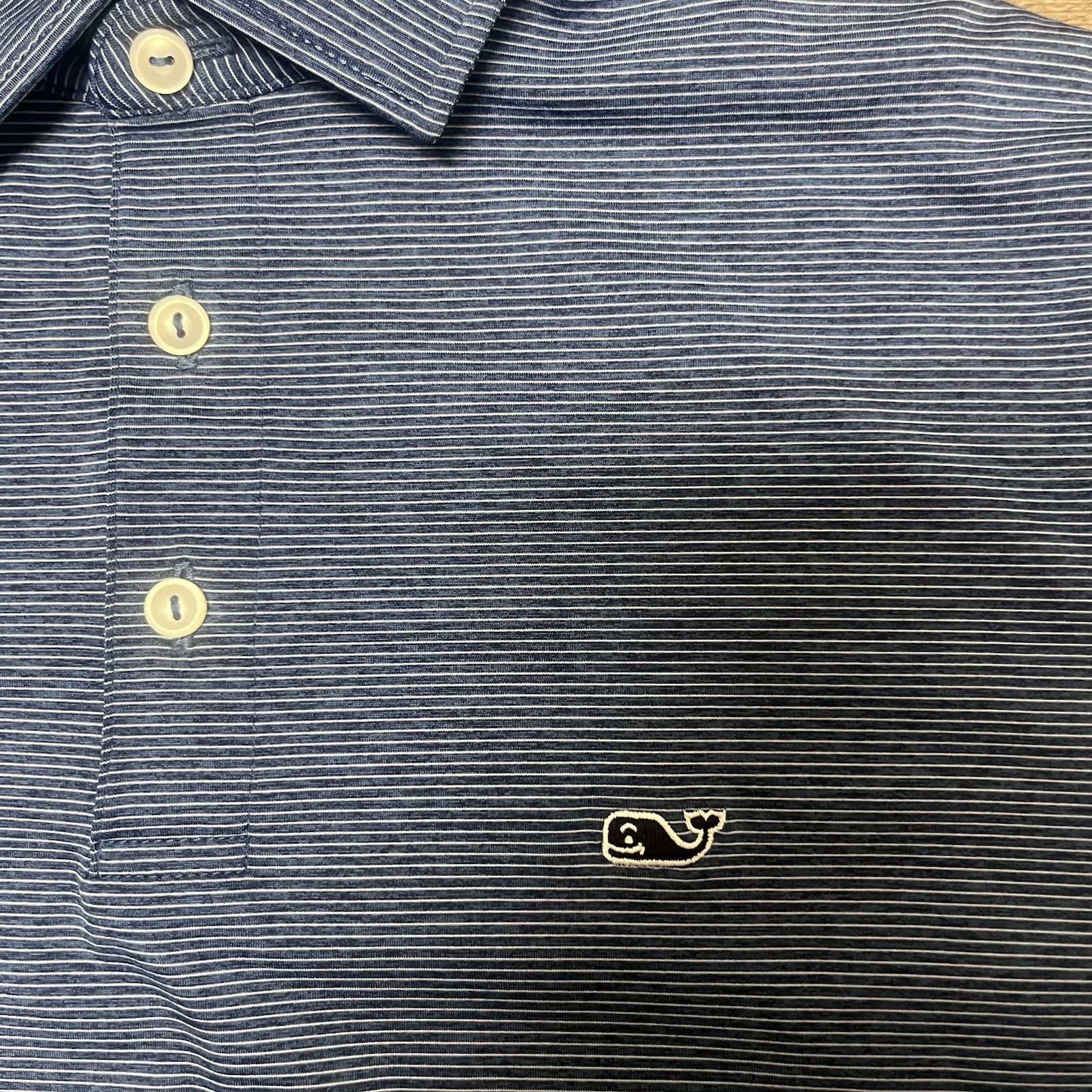 Vineyard Vines On The Go Sankaty Polo Shirt Mens Blue Striped Performance Size S
