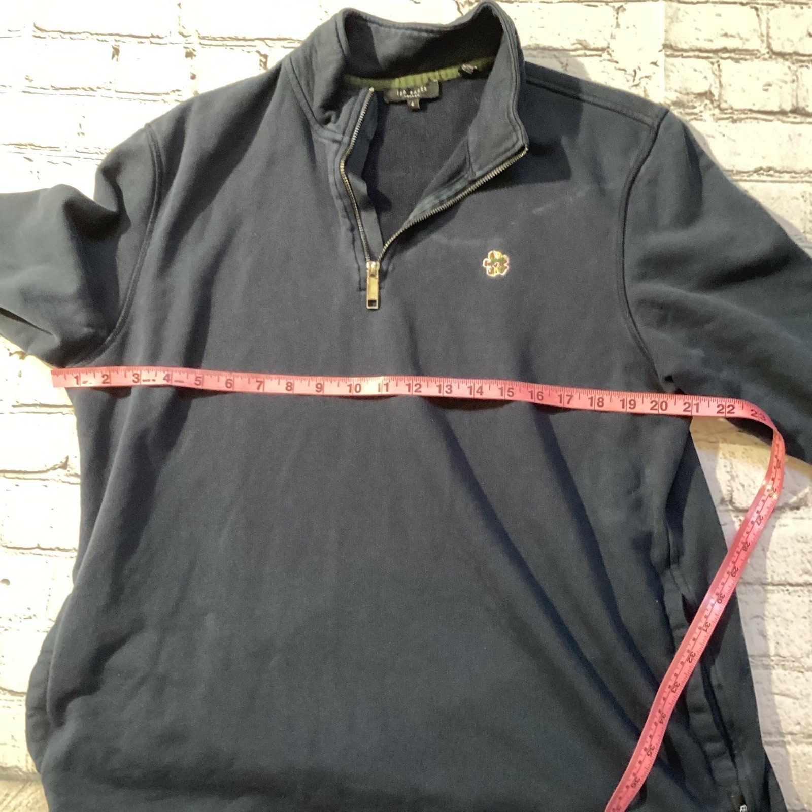 Ted Baker London Kilbrn Navy Blue Quarter Zip Sweatshirt Magnolia Logo Size 4 L