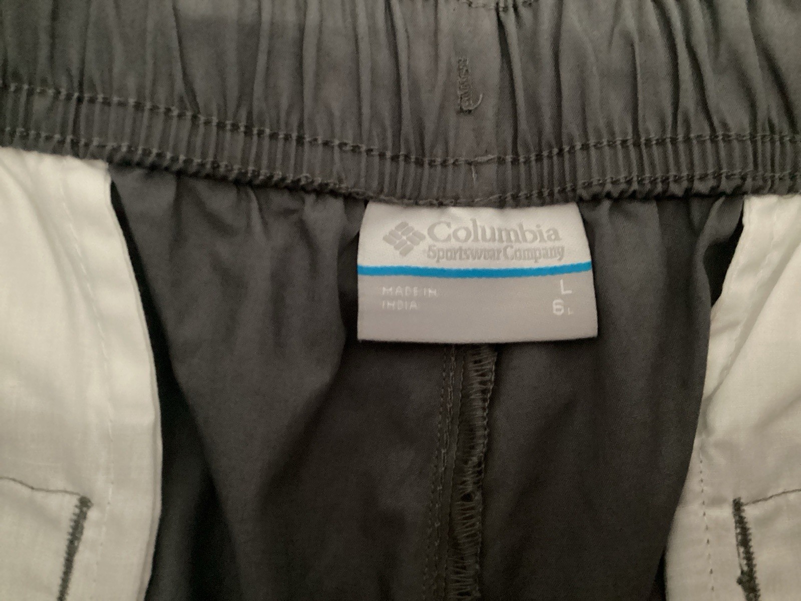 NWT Columbia Mens L Washed Out Easy Shorts Gray Stretch Drawstring 6″ Inseam