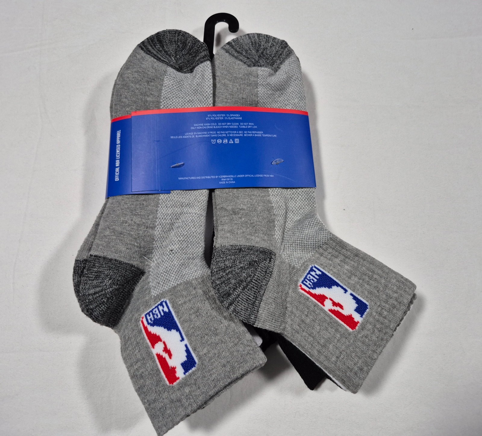 NBA Mens Quarter Sports Training Black 6 Pair Socks Official Licensed Apparel
