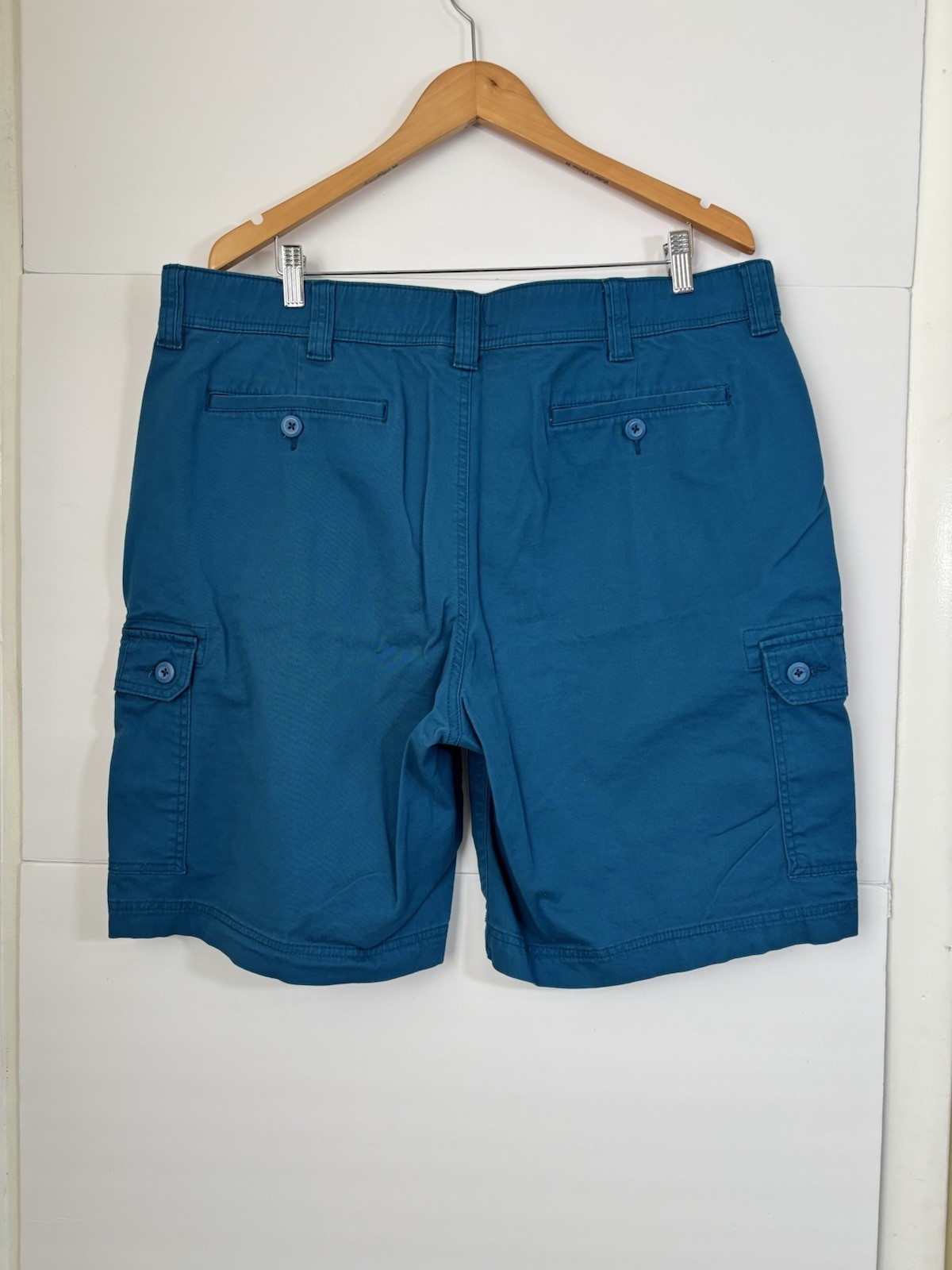 St. John’s Bay Men’s Blue Comfort Stretch Canvas Cargo Shorts Flat Front