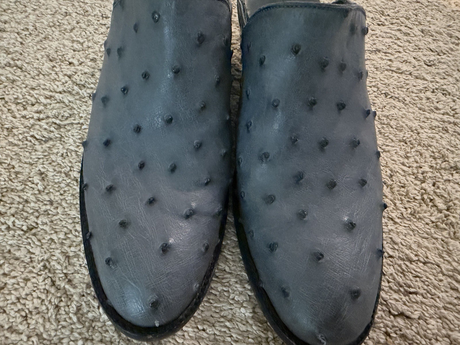 blue leather Western Mules For Woman
