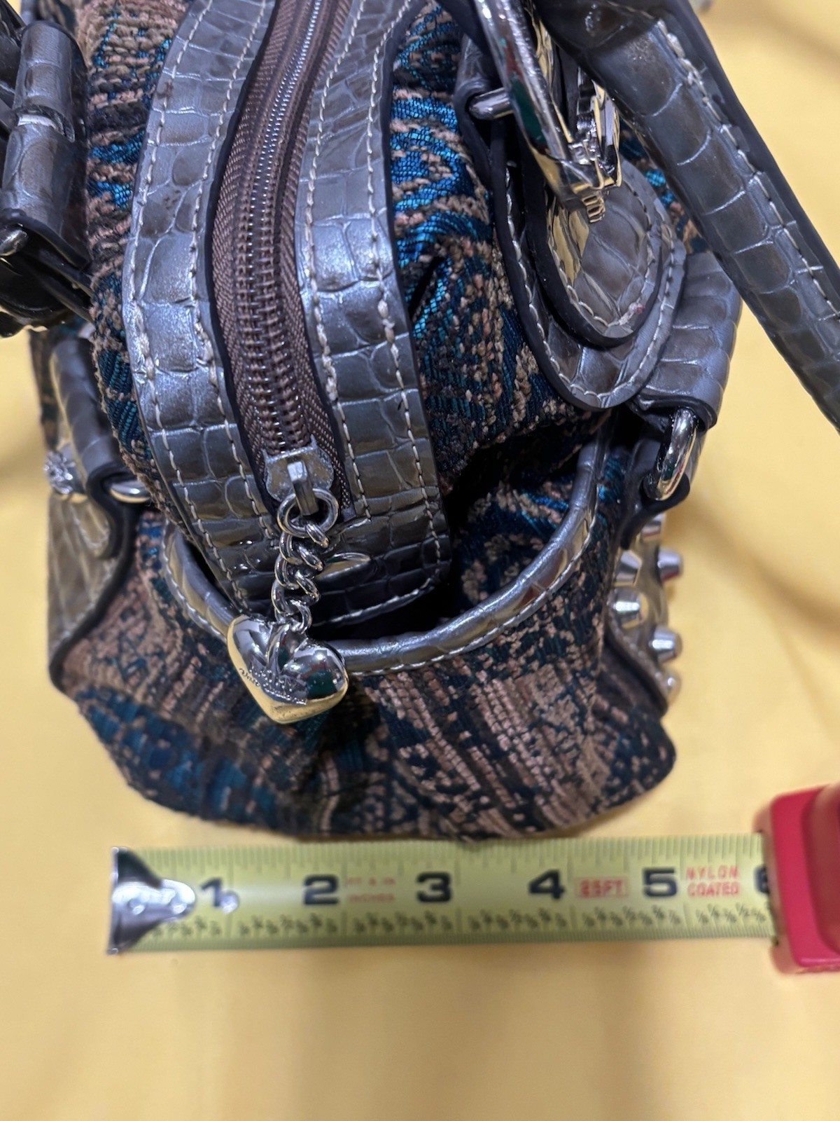 VINTAGE KATHY VAN ZEELAND HOBO SLOUCH SHOULDER BAG W/ JEWELED BUCKLE MULTI COLOR