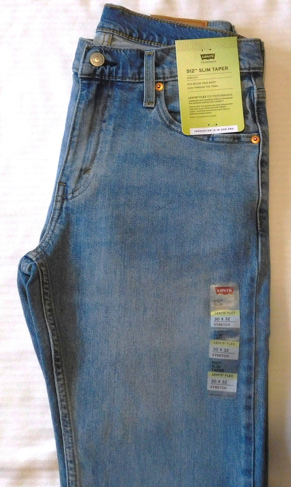 LEVIS 512 Slim Taper Jeans Stretch Slim Through Thigh Midrise Born to Ride Blue