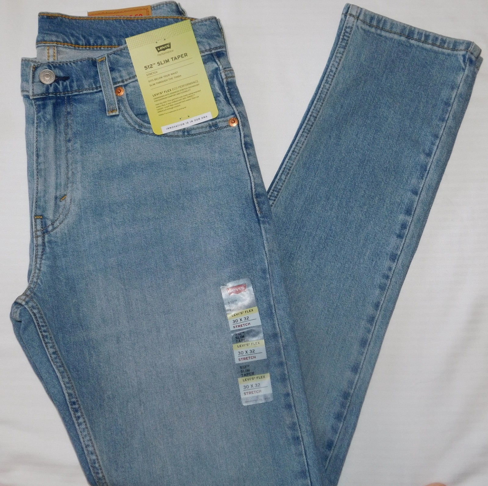 LEVIS 512 Slim Taper Jeans Stretch Slim Through Thigh Midrise Born to Ride Blue