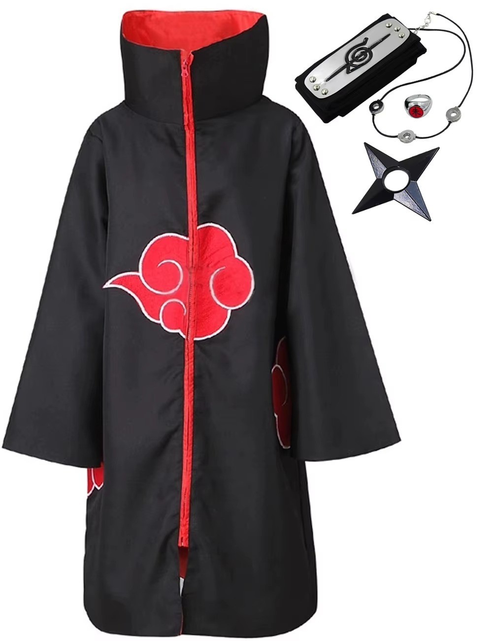 Akatsuki Uchiha Itachi Cloak for Kids Adult Long Black Robe Capes Halloween Carn