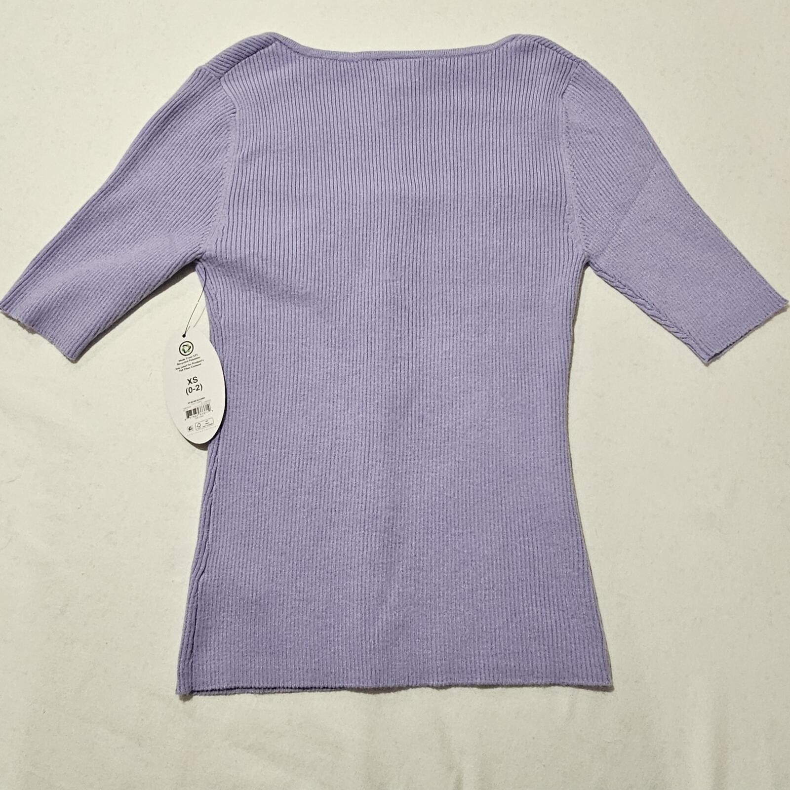 Scoop Lavender Ribbed Button Front Square Neck Top Sz XS