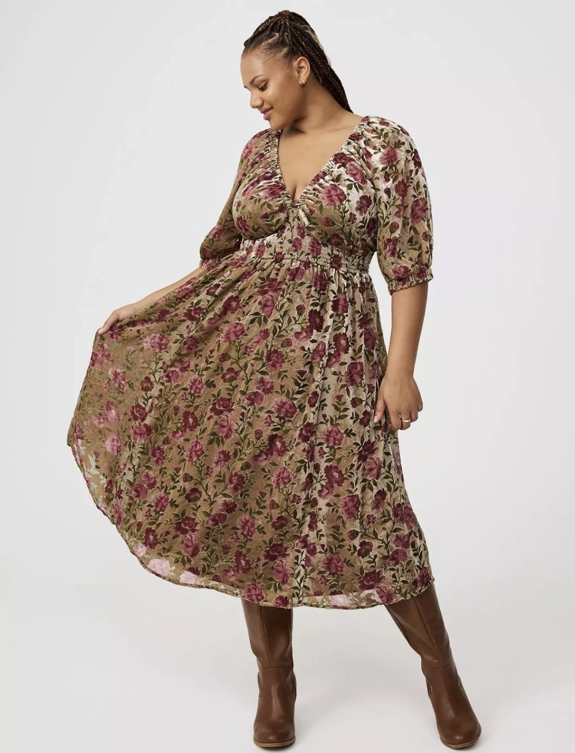 Torrid Velvet Maxi Dress Brown Pink New 4X no tags . Never worn