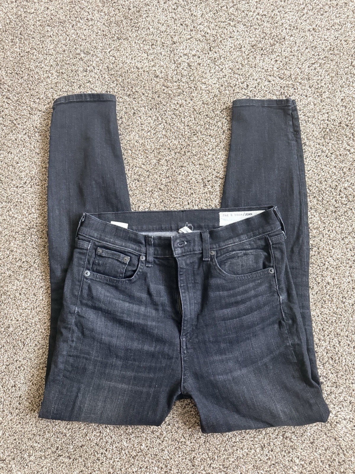 rag & bone/JEAN Women’s High Rise Ankle Skinny Black Dark Wash Stretch Jeans