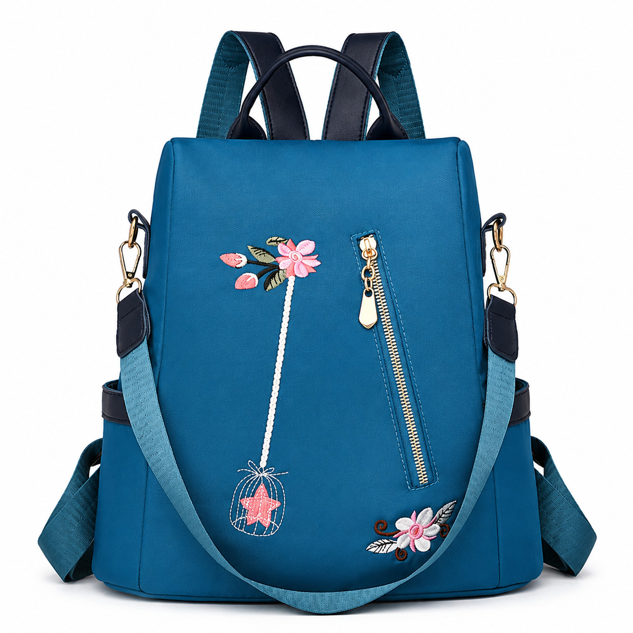 Women’s Anti-Theft Backpack Purse Floral Embroidered Large Capacity Travel Bag