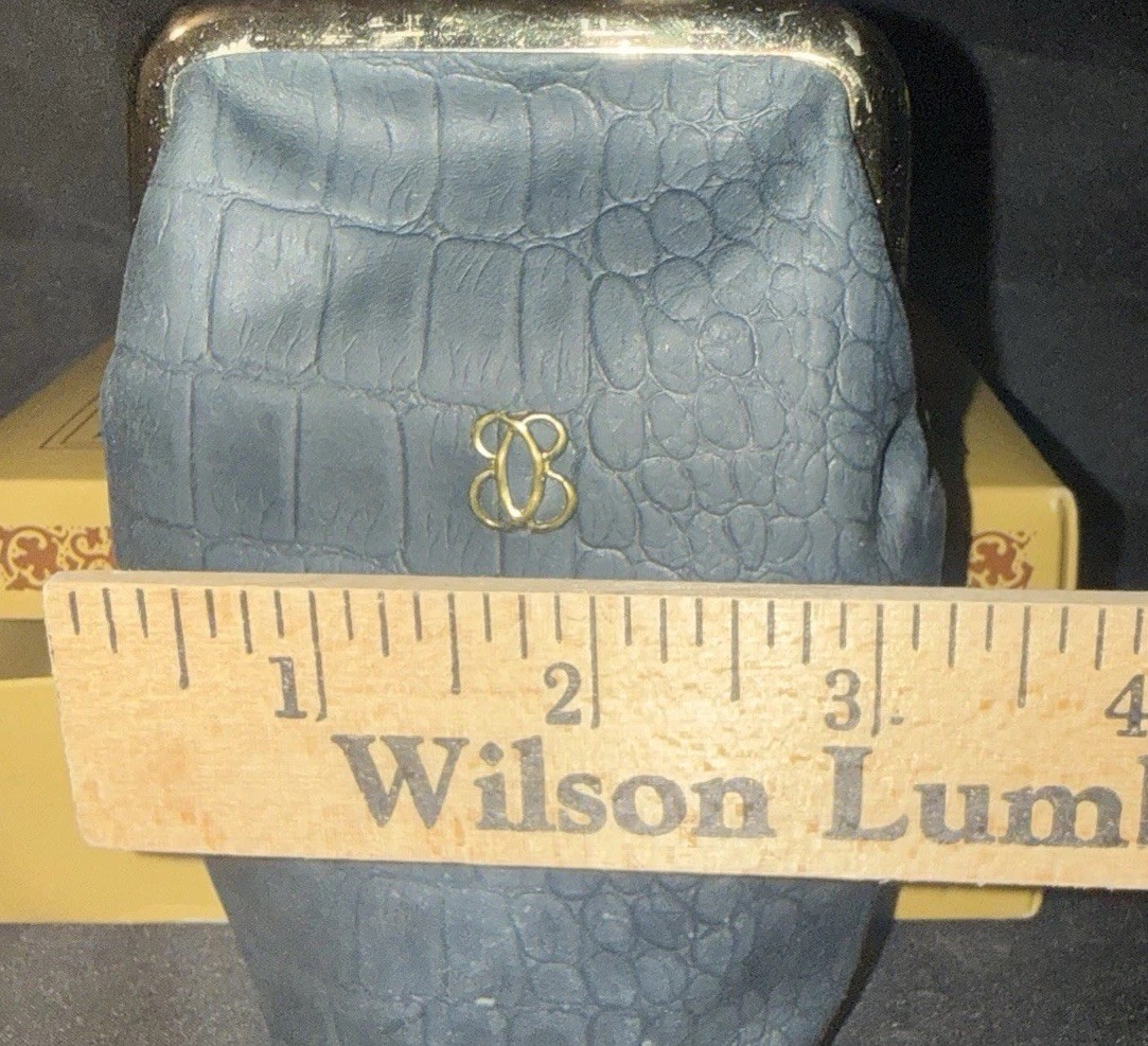 Buxton Navy Leather Crocodile Exterior Cigarette Case NIB Vintage Classic