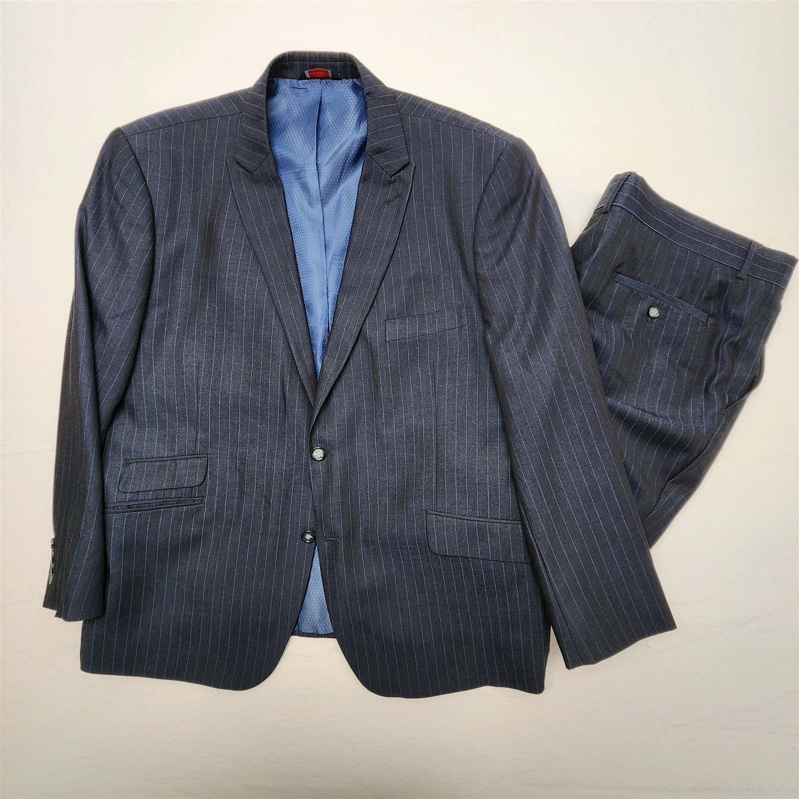 Lineage 50R 42×30 Dark Blue Pinstripe 2Btn 2Pc Mens Jacket Pants Suit