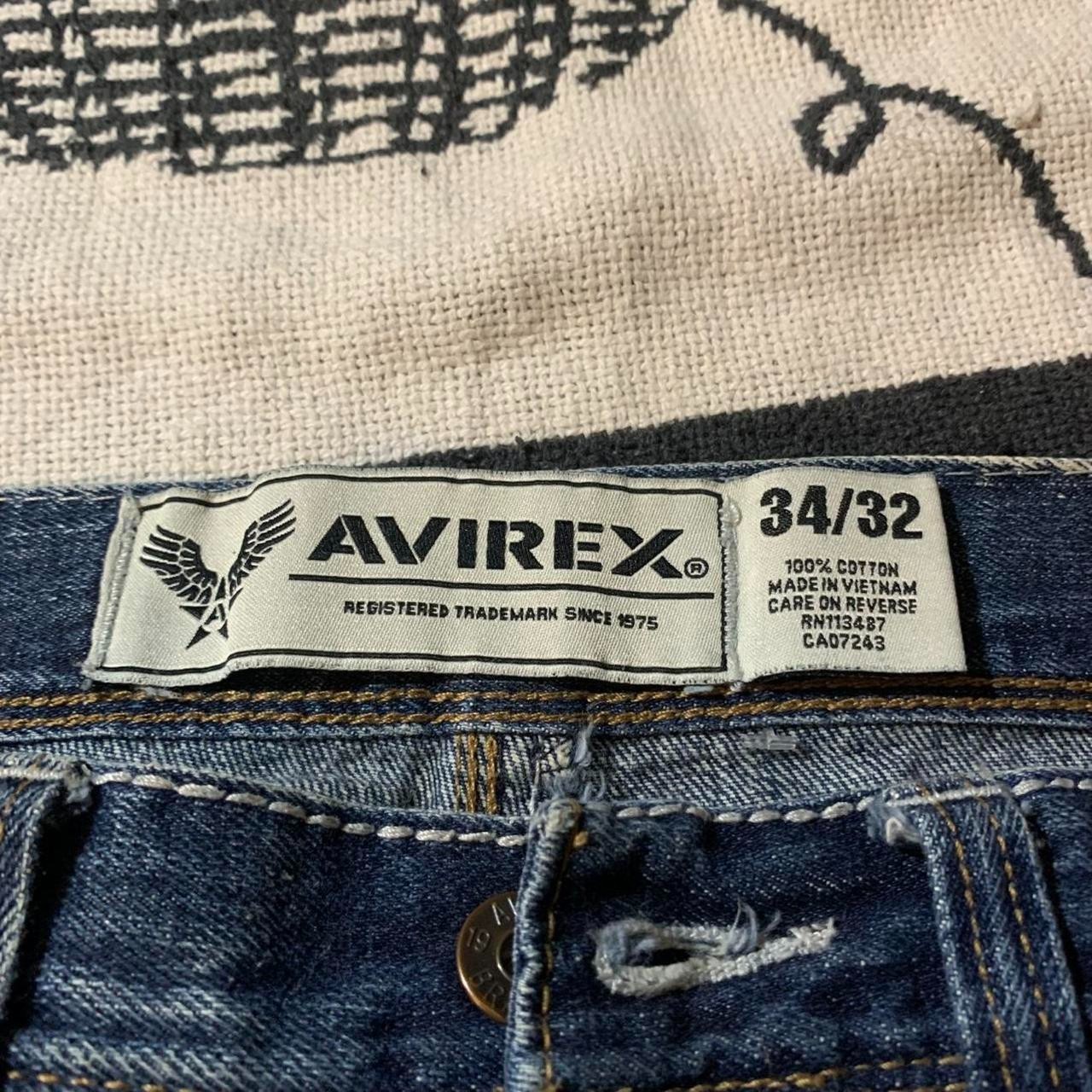 Avirex embroidered jeans with gold embroidered designs on back pockets Size 34