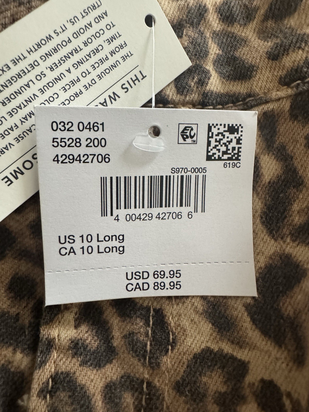 American Eagle Women’s Low Rise Baggy Wide-Leg Leopard Stretch Denim Pants 10L