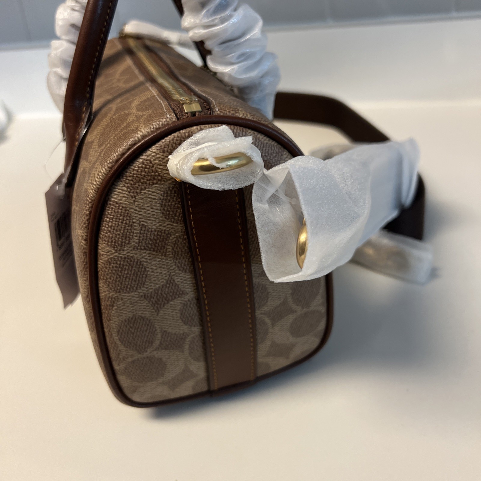 Coach Compass Bag 25 in Signature Canvas Brass/ Tan Multi. CCF49. NWT.