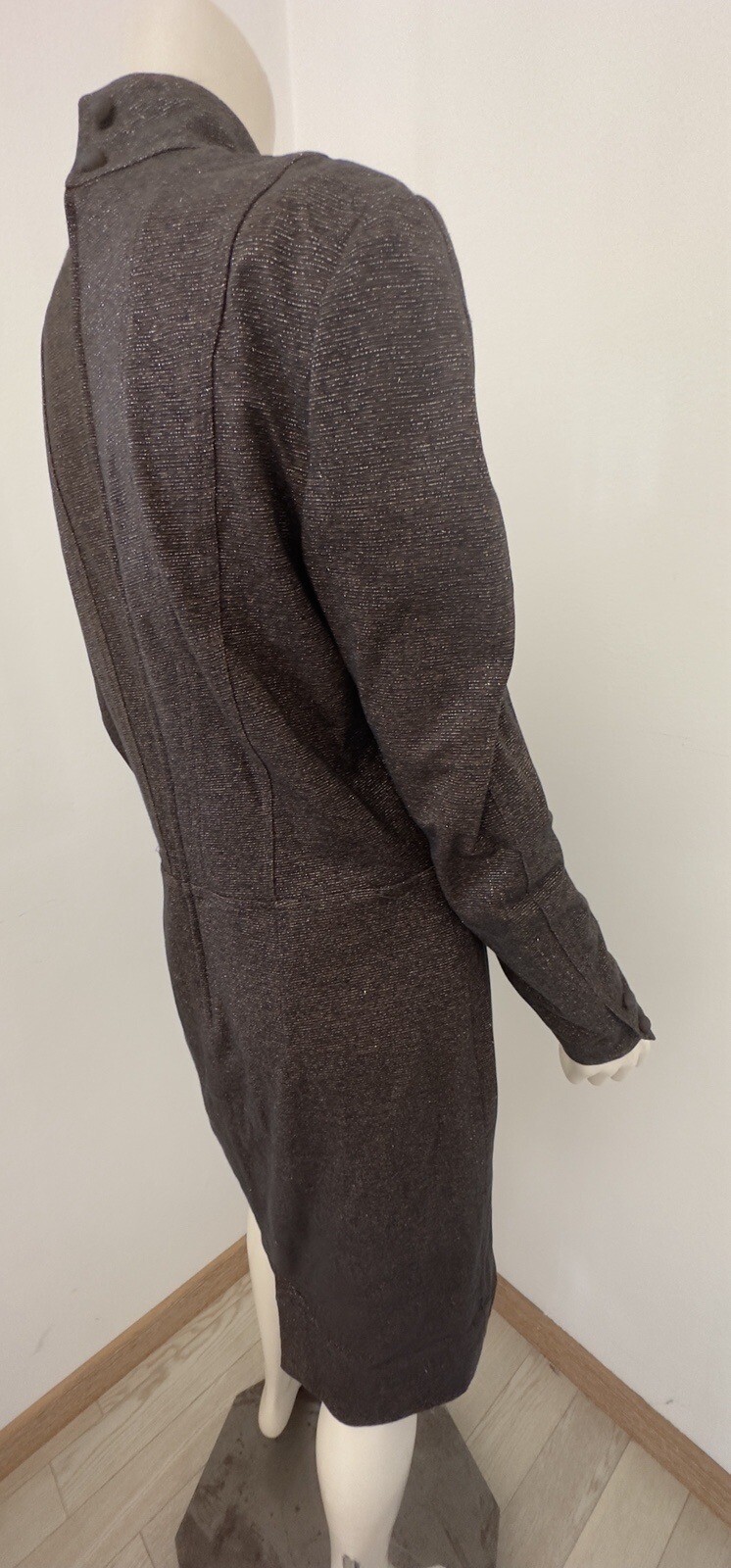 FENDI Short Mini Dress Brown Lurex Cotton Vintage 80s IT48 – L /XL Rare Italy FF