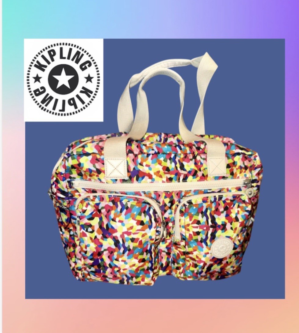 Kipling Sasha Satchel Travel Tote Weekender Duffle Multi-Splatter XL 22”