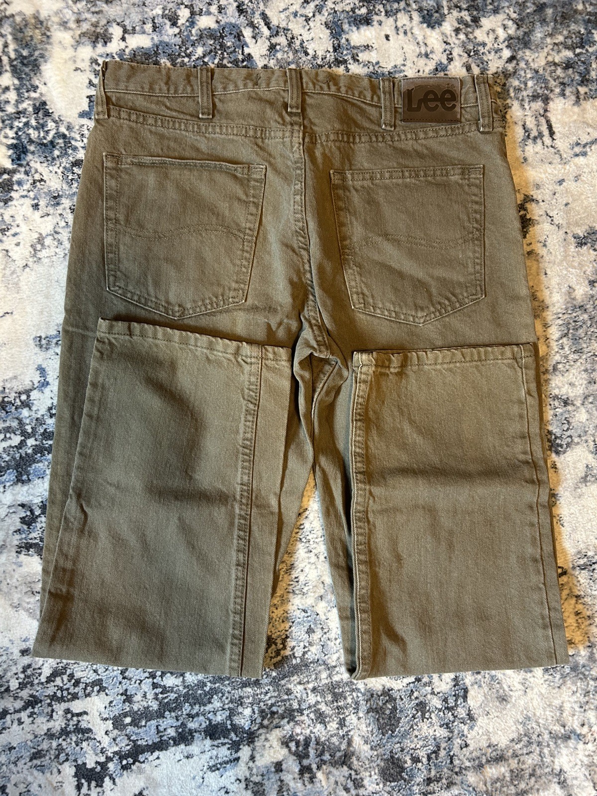 Lee Jeans Men 34×29 Greenish Khaki Denim Regular Fit Straight Cowboy Army Marine