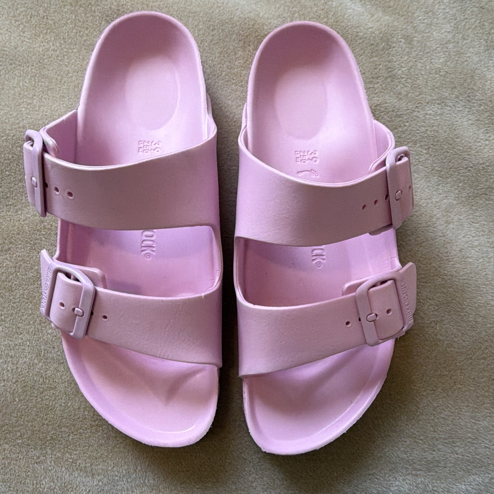 Birkenstock Women’s Pink EVA 2-Strap Buckle Slide Sandals Narrow US 8.5
