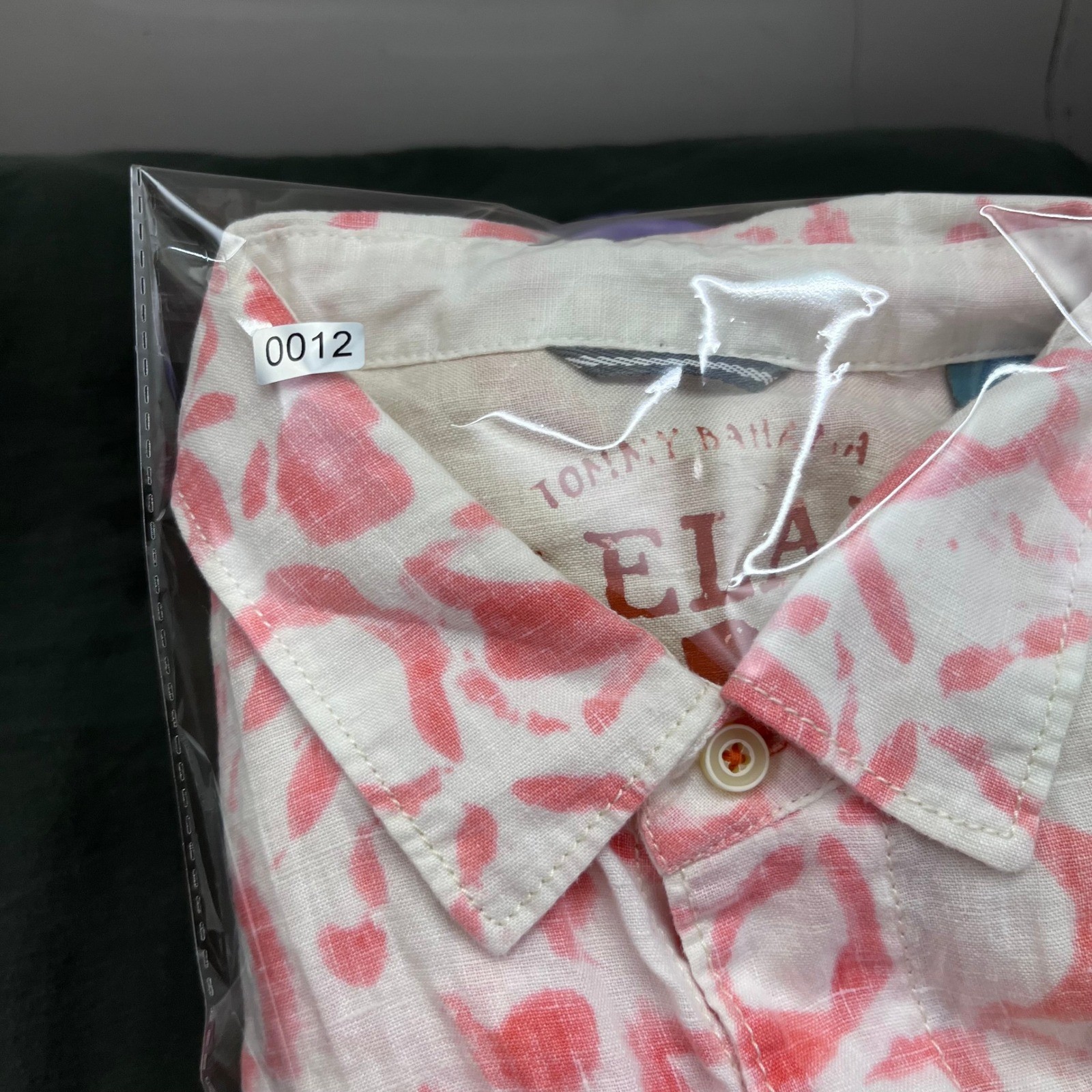 Tommy Bahama Relax Mens Large 100% Linen Pink White Floral SS Button Shirt