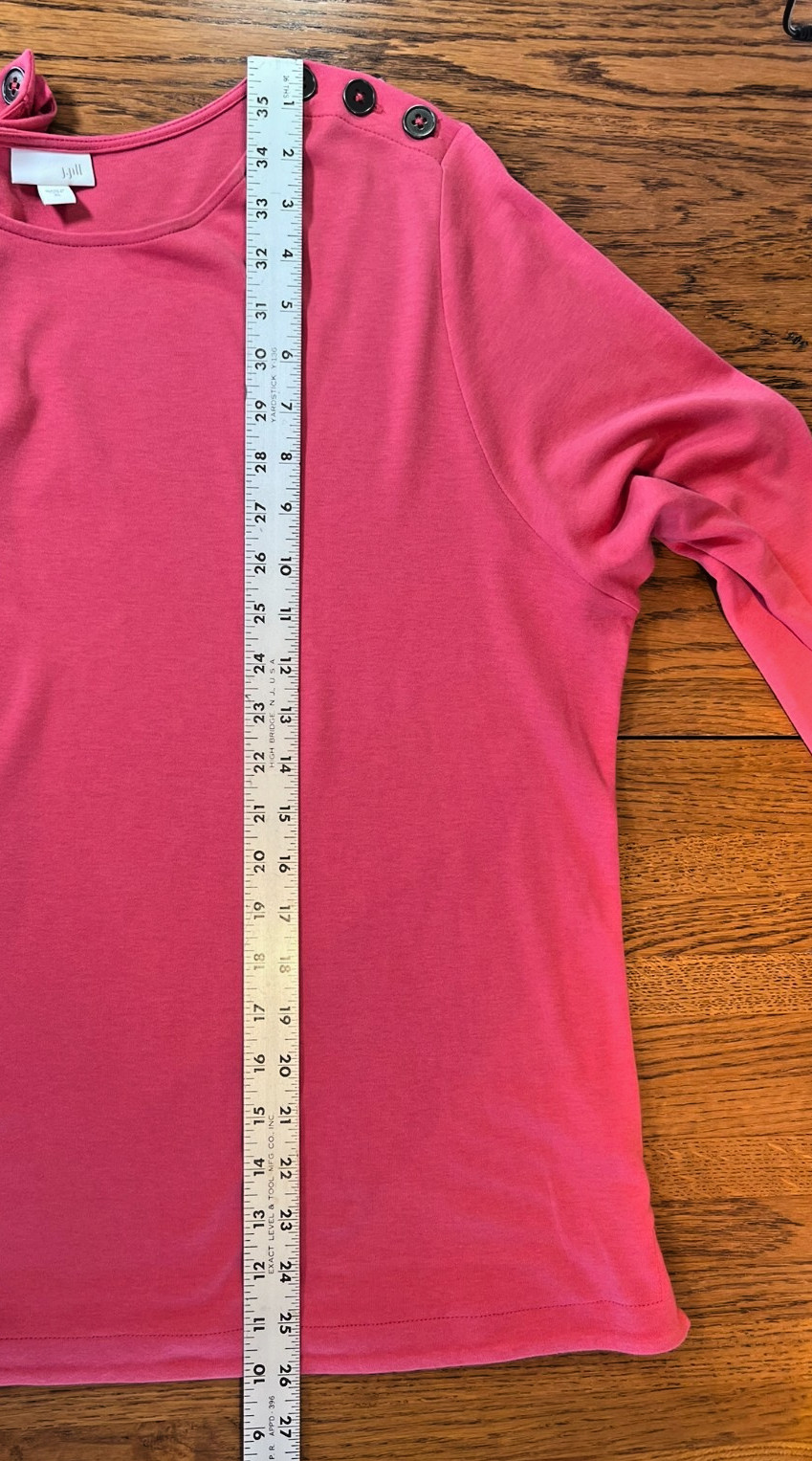 J. Jill Button Shoulder 3/4 Sleeve Round Neck Top Size XL Coral Pink. 020