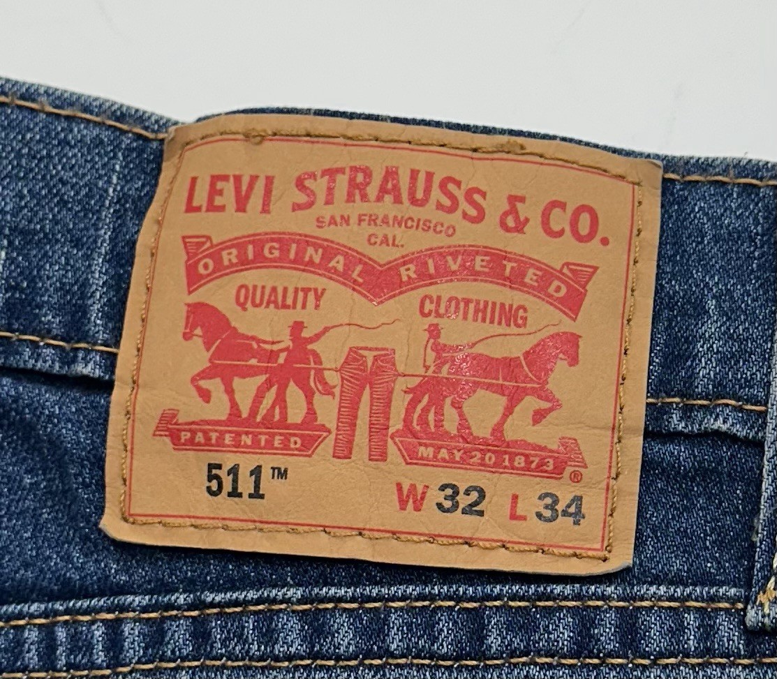 Levi’s 511 Men’s Slim Fit Stretch Sits Below Waist Jeans, Blue, Size 32X34