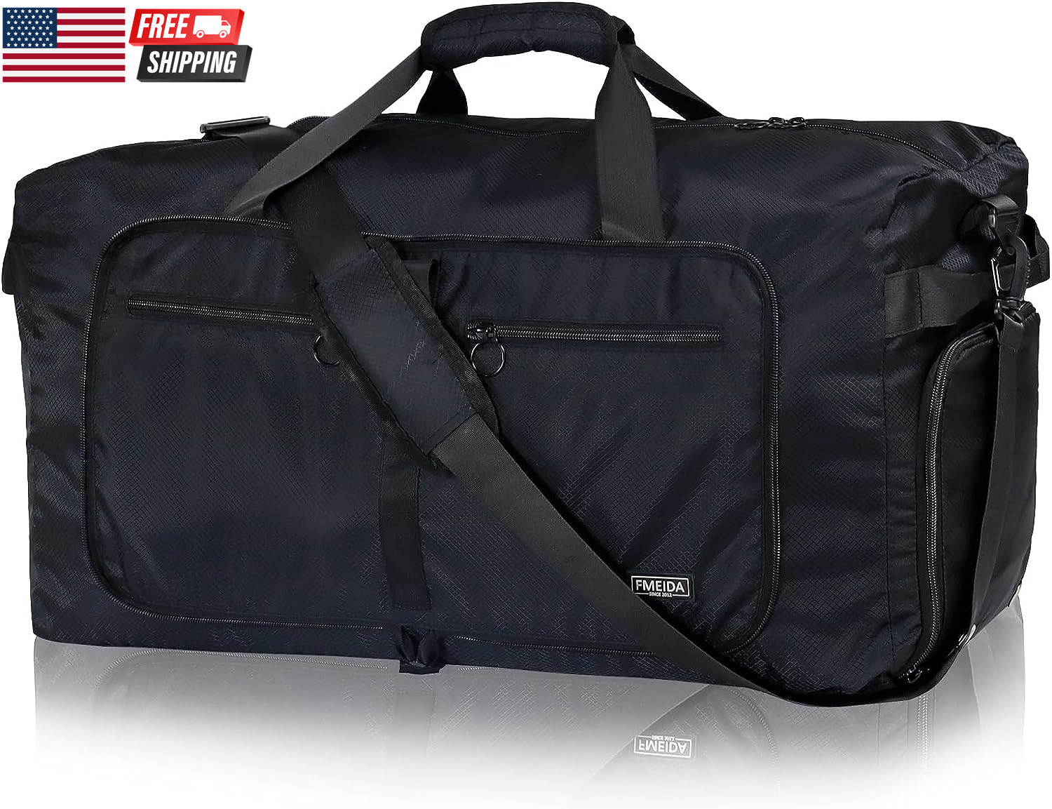 65L Duffle Bag with Shoes Compartment, Foldable Travel Duffel Bags for Men Women