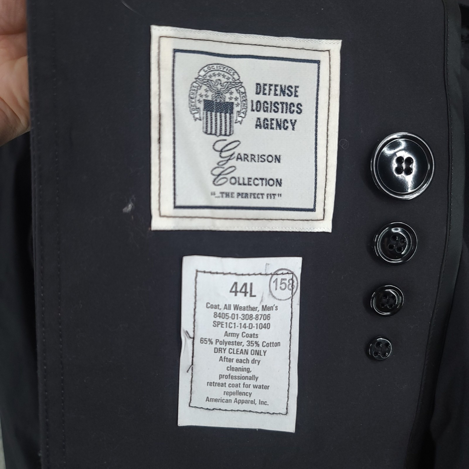 Defence Logistics Trench Pea Coat Mens 44L Black All Weather Army Lined NWT FLAW