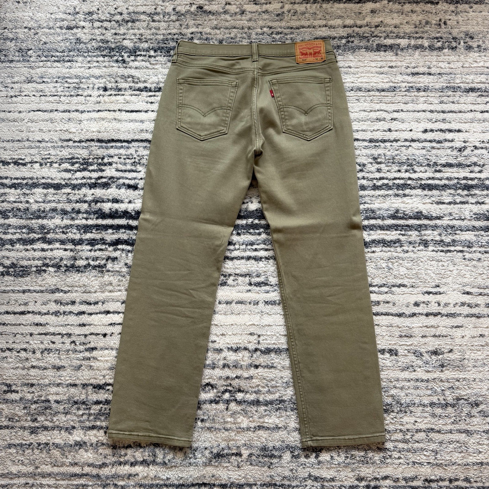 Levi’s 514 Jeans Men’s 33×32 Straight Fit Olive Green Denim 100% Cotton