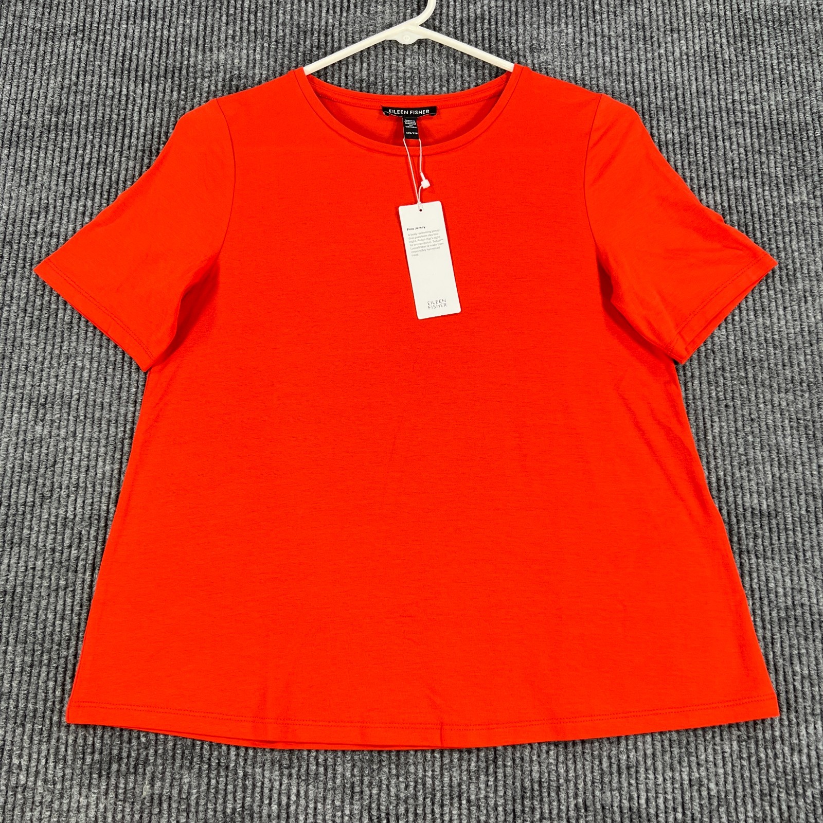 Eileen Fisher Shirt Womens 2XS XXS Orange Short Sleeve Crew Soft Light New