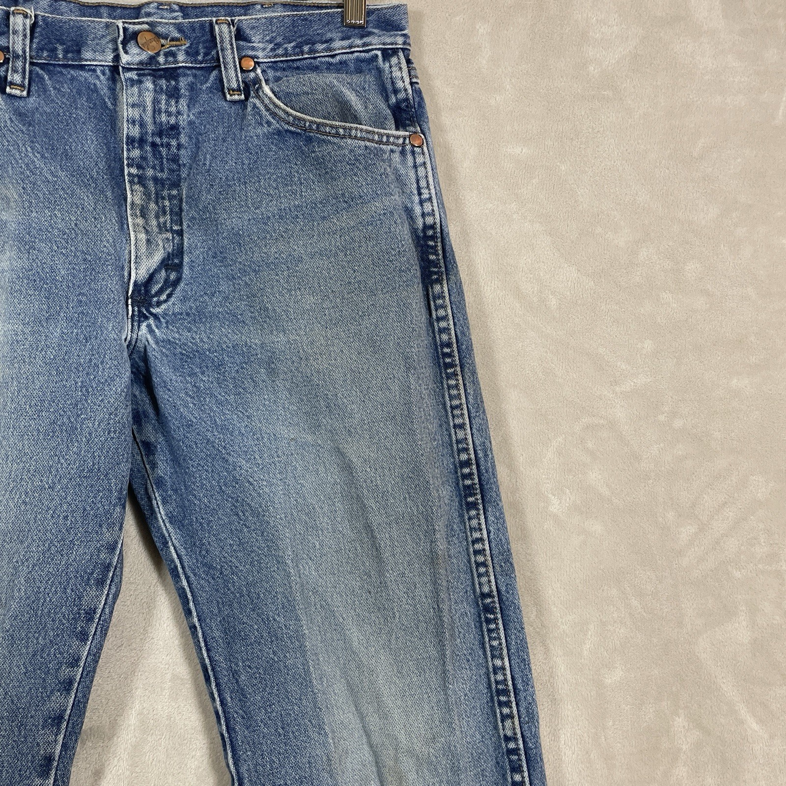 Wrangler 13MWZ Jeans 30×34 (fit 29×32) Cowboy Cut Whisker Distressed Faded VTG