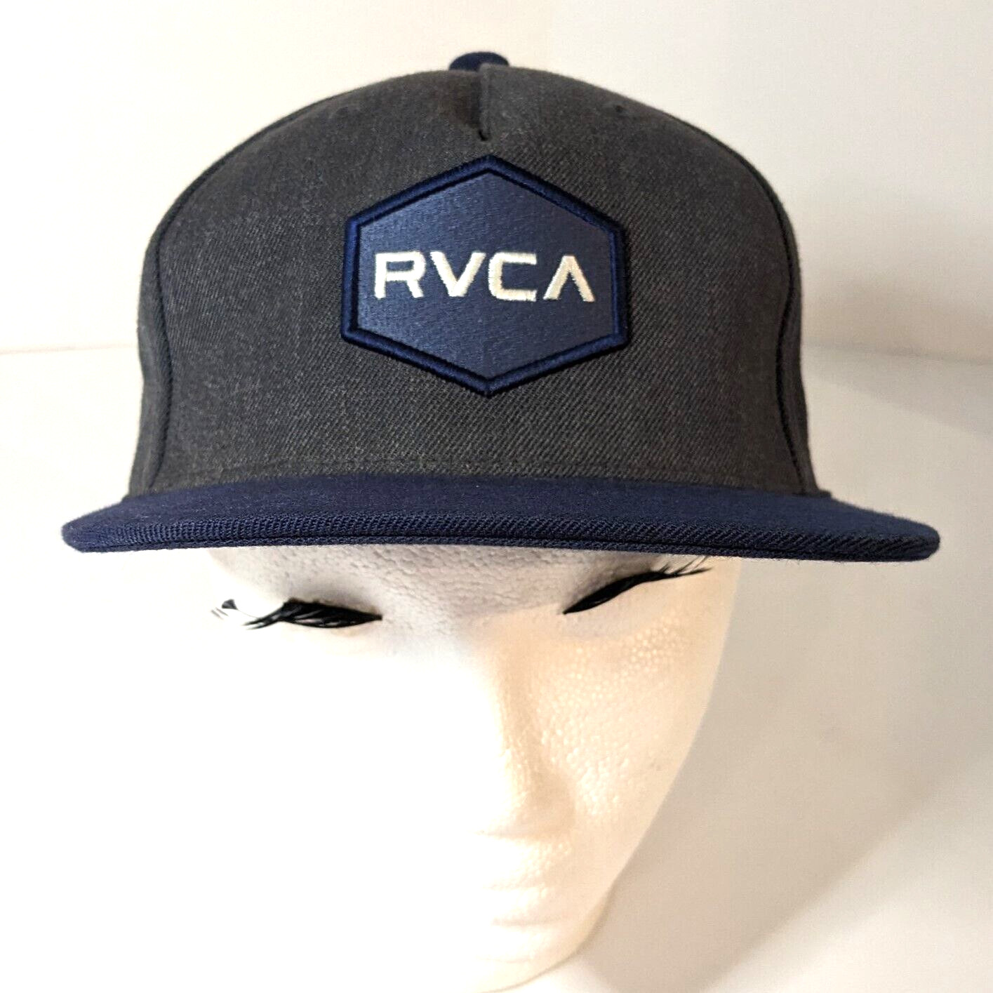 RVCA Snapback Hat, Wool Blend, Ballcap, Blue and Grey, Hand Wash Only