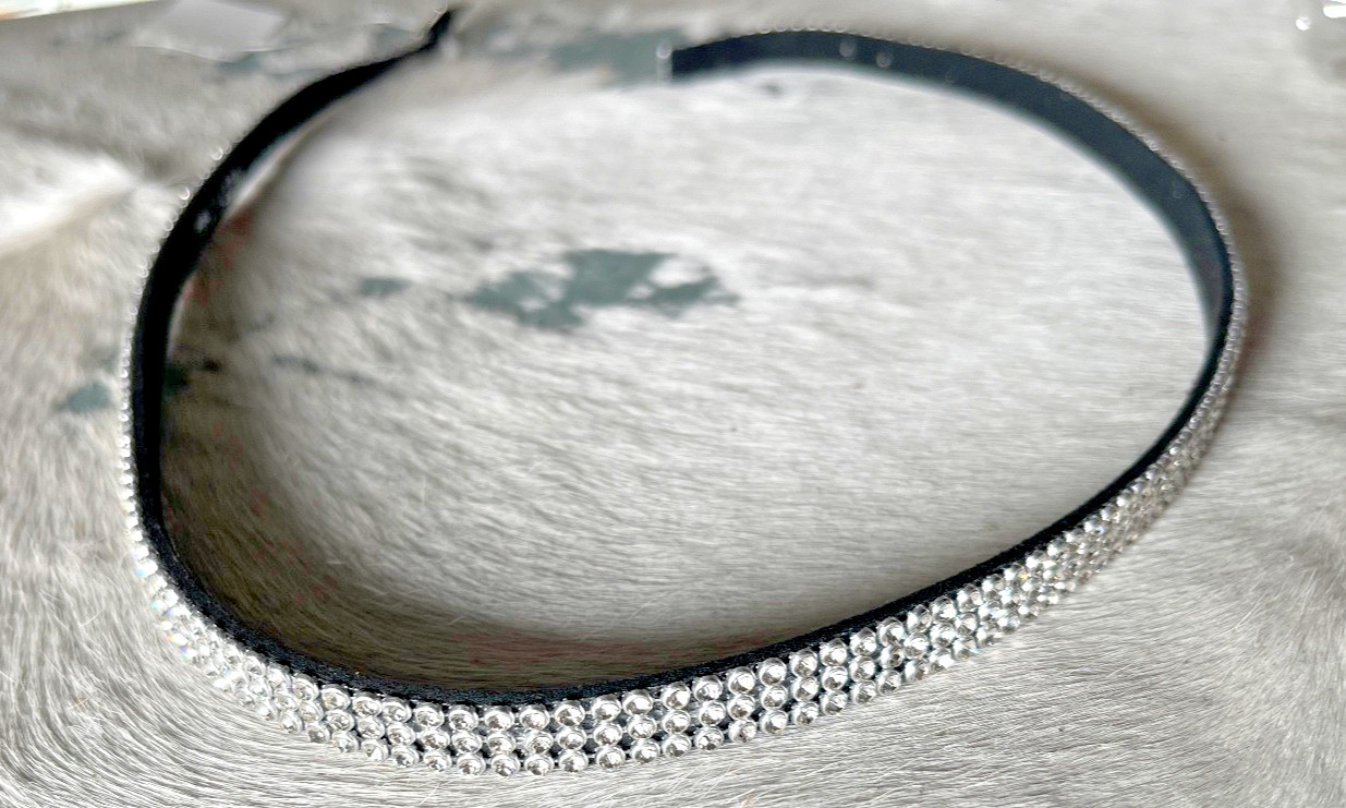 Western Womens Hatband 27.5 x 3/8 in Crystal Buckle 3 Row Cowboy Rodeo Horse