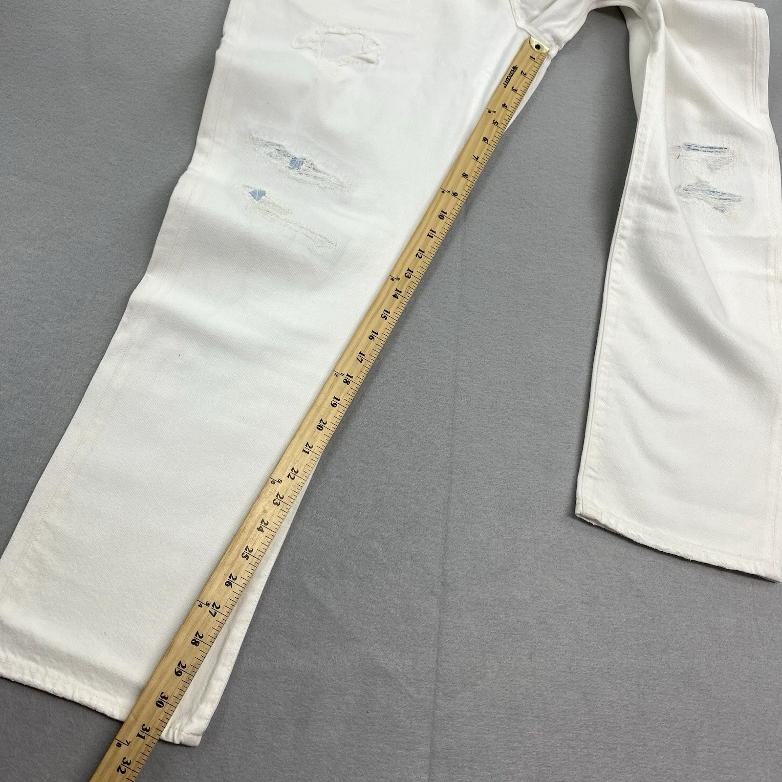 Polo Ralph Lauren Jeans Mens 40×30 Off White Denim The Sullivan Slim Distressed